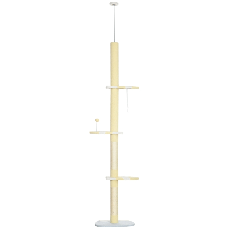 4-Tier Floor To Ceiling Cat Tree Height Adjustable 87 -103 Inch