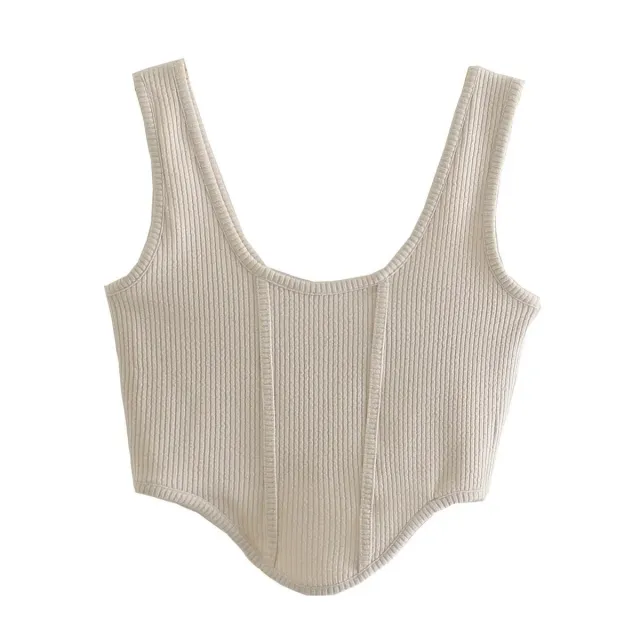 Women's New Style Short Curved Thread Vest Apricot - Shop at LoveMi