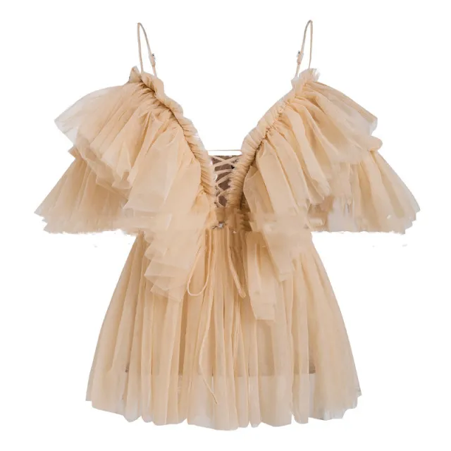 Women's Top Short Mesh Small Sling Khaki - Shop at LoveMi