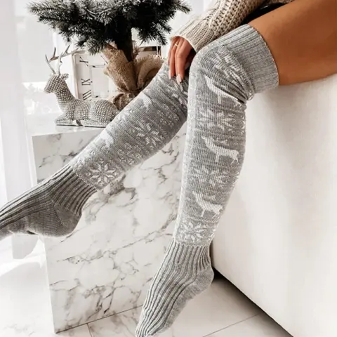Jacquard Over the Knee Pile Stockings Floor Long Socks