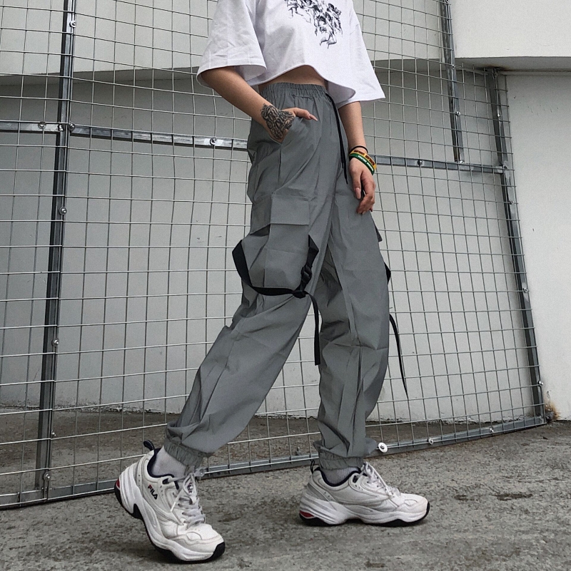 Title 12, Harajuku Fenggang Crack Reflective Pants Men