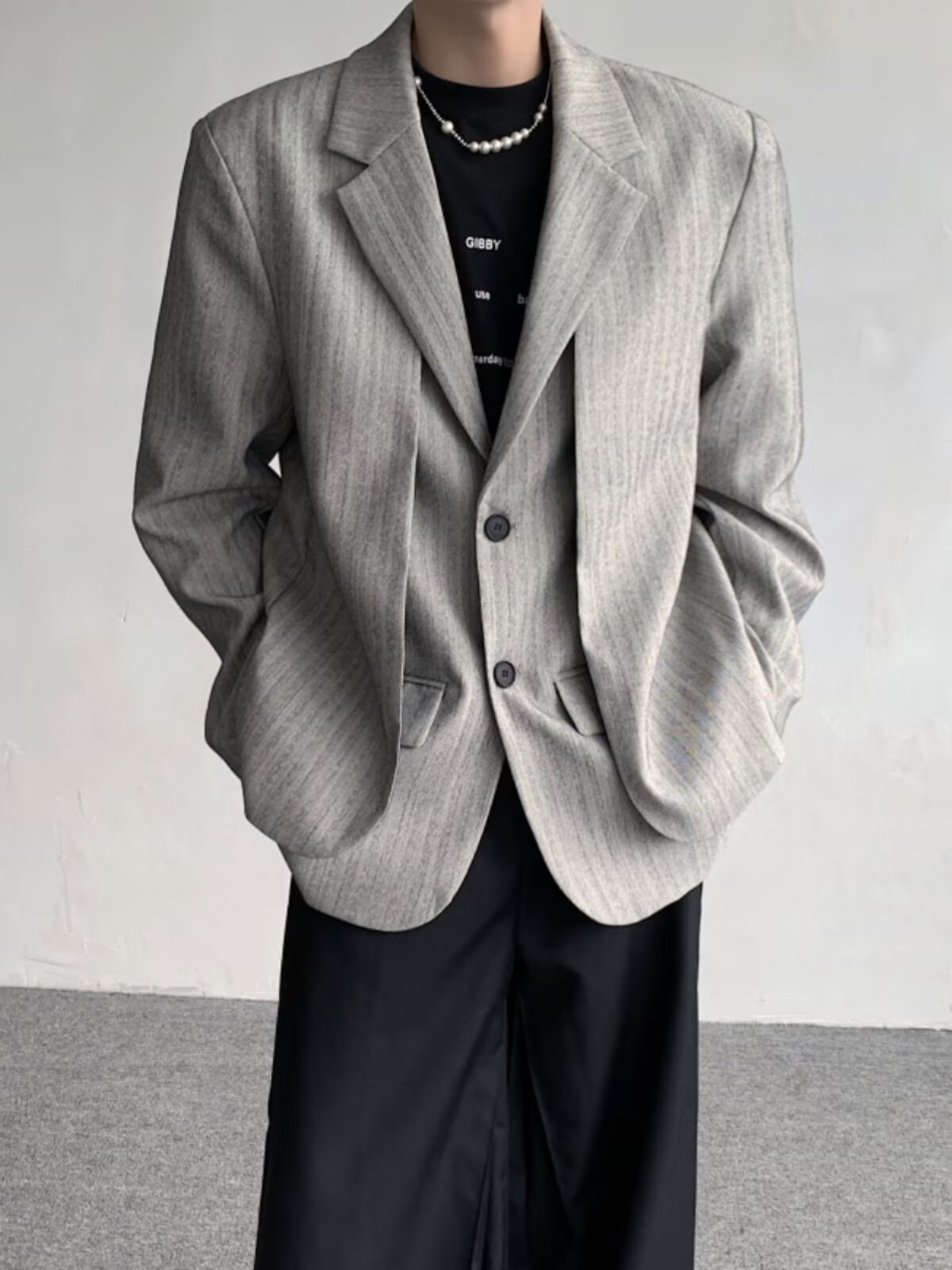 Men's Elegant Striped Faux Two-piece Blazers