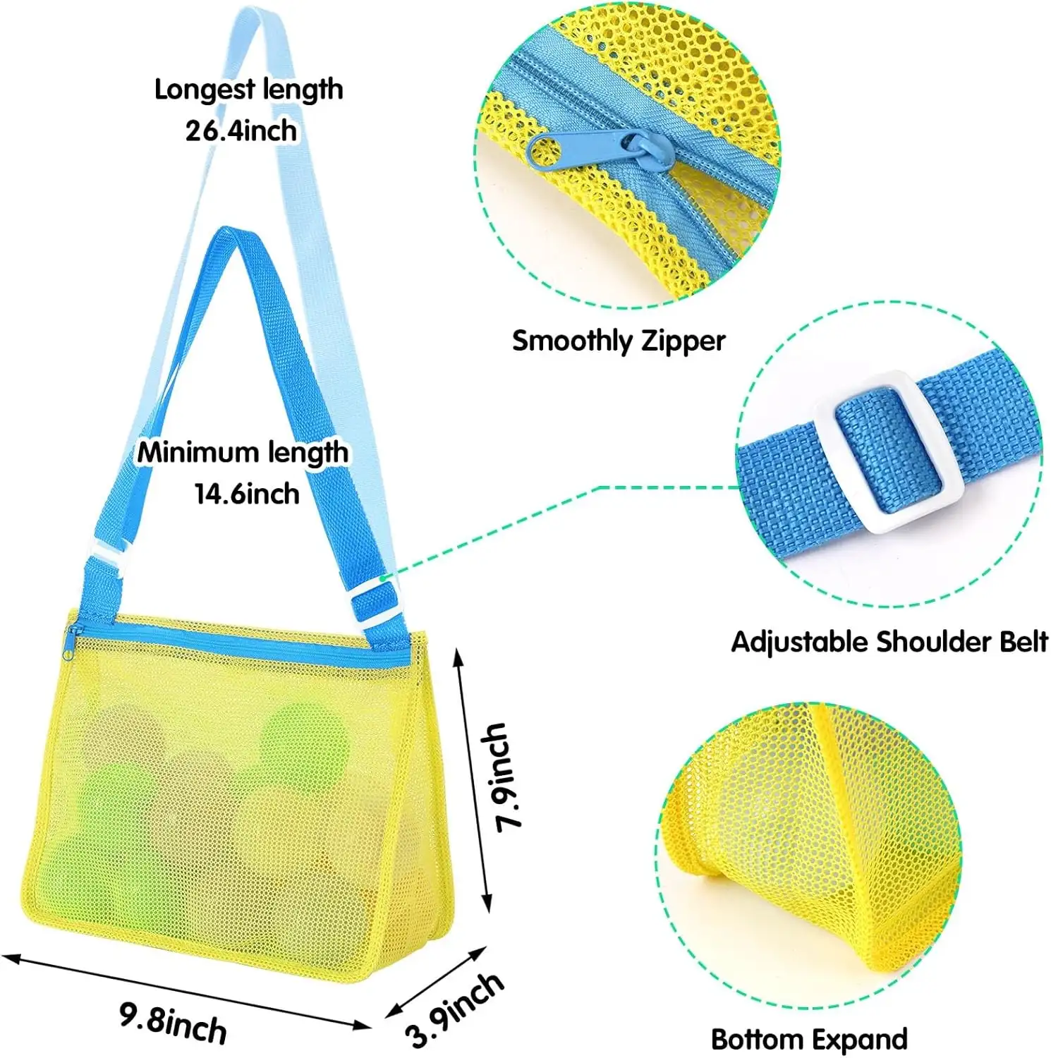 3 Pack Beach Toys Mesh Beach Bag Seashell Bag Sand Toy Shell Collecting For Holding Shells Swimming Pool Storage With Adjustable Carrying Straps For Boys And Gi