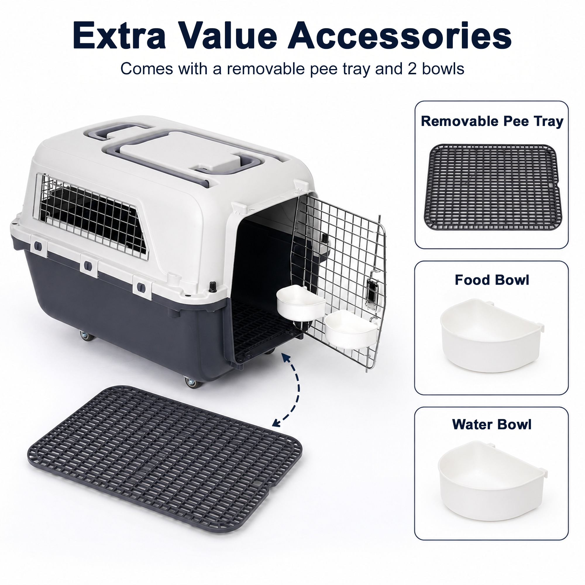 Large Pet Carrier For Cats And Dogs, Travel Crate With Ventilated Metal Door — image 6