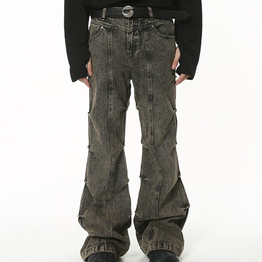 Men's Niche Vintage Crumpled Design Jeans