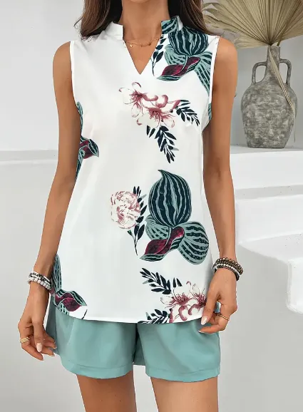 Women's Casual And Comfortable Sleeveless Two piece Set White - Shop at LoveMi