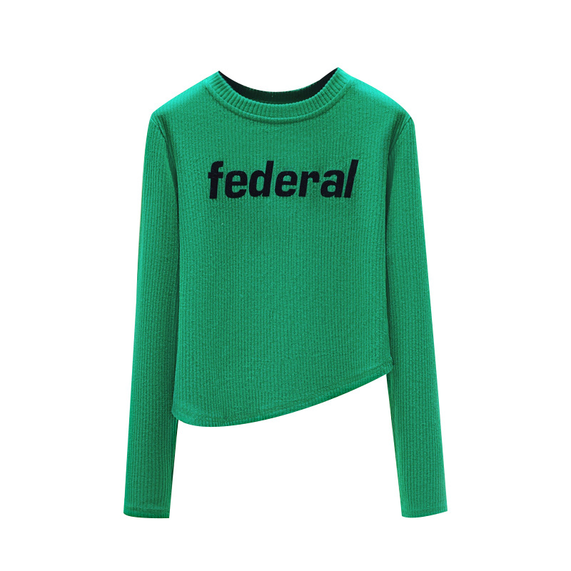 Korean Version Casual 3D Letter Design Long Sleeve Top Women's