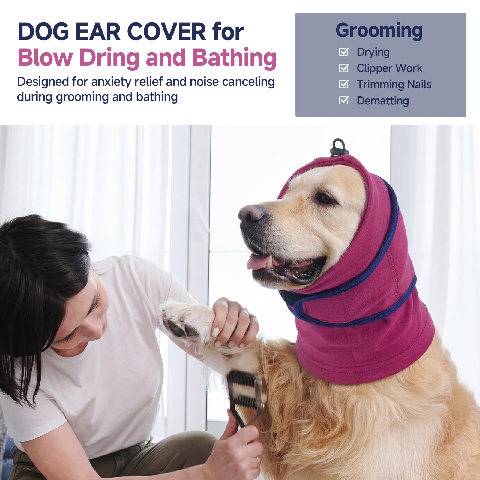 Calming Hoodie Quiet For Fireworks,Dog Ear Wrap Hematoma Head Cover  Soft,Anti Flapping, Snoods For Dogs For Eating & Drinking, Adjustable Dog Ear Protection For Bath,Blow