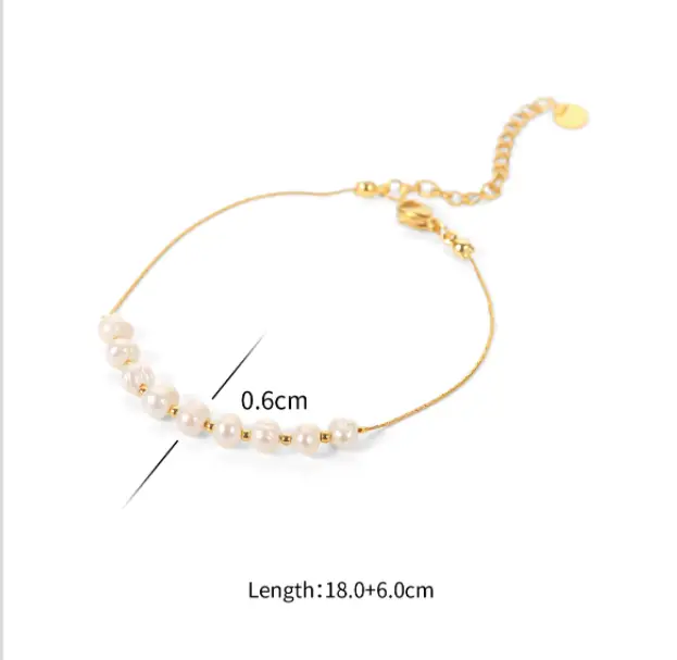 French Retro Natural Freshwater Pearl Bracelet Female Titanium Steel