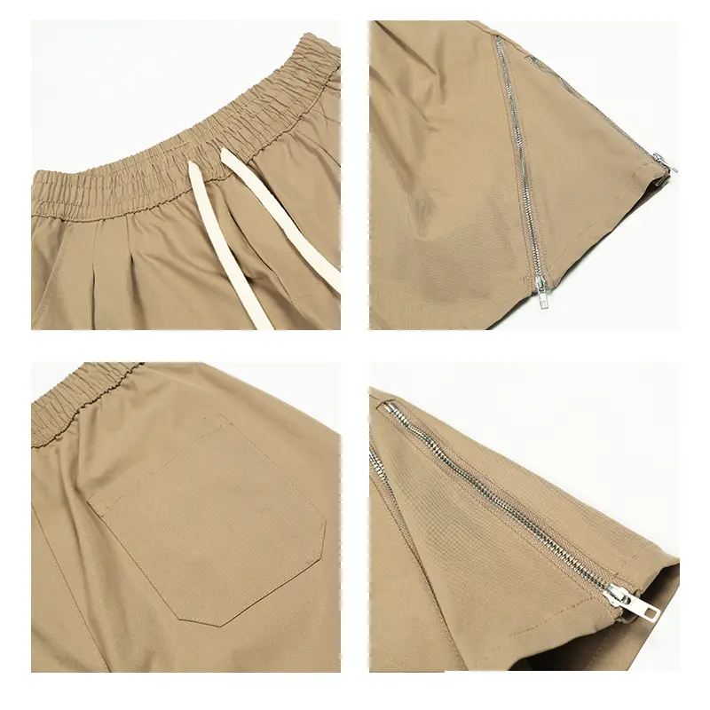 Solid Color Elastic Waist Straight Five Points Pants