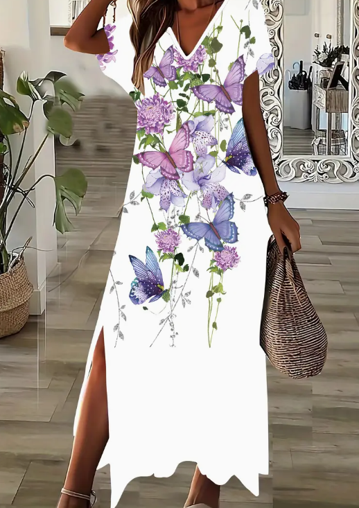 Short Sleeve Printed Pocket Dress