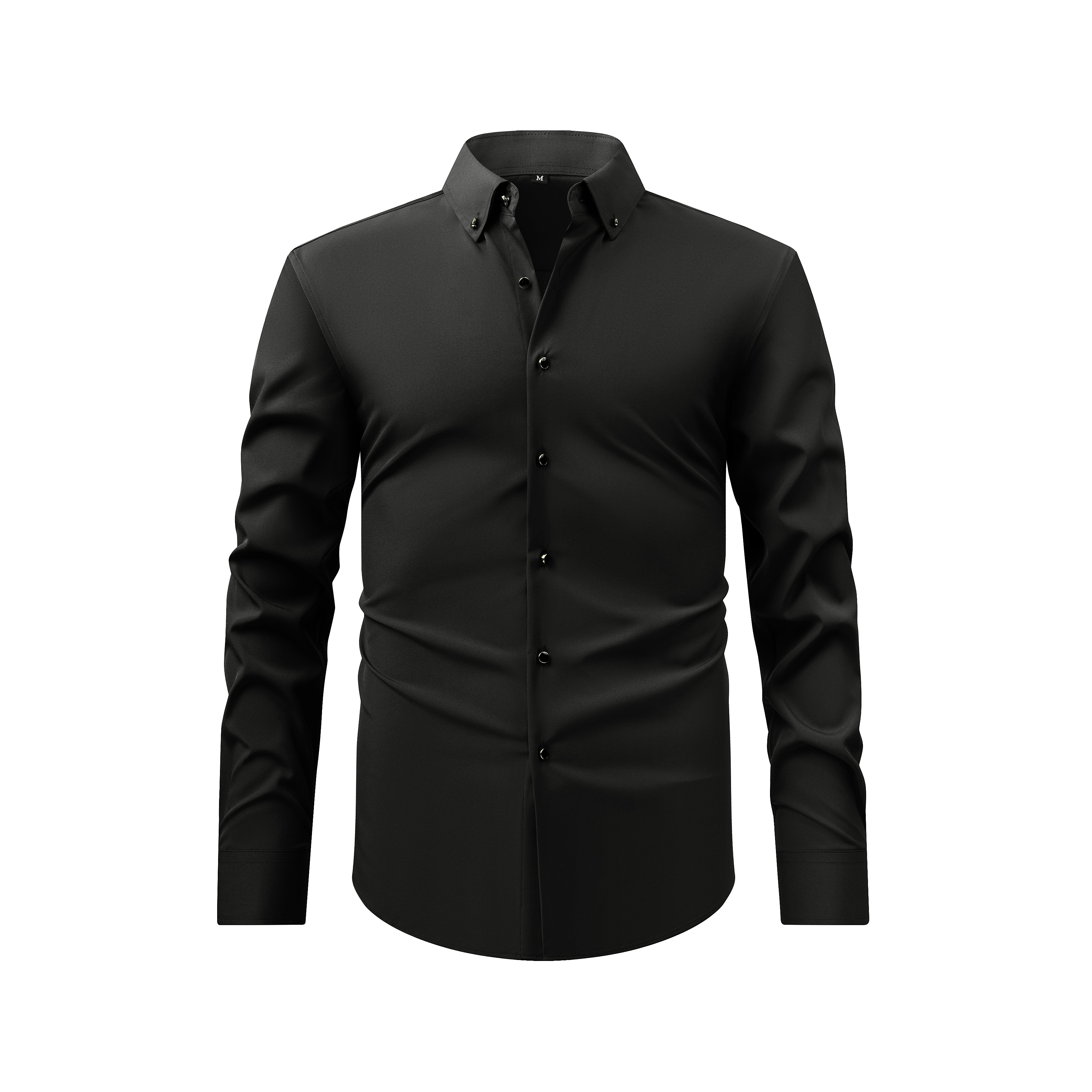 Men's Diamond Button Long Sleeve Shirt, Stretch Fabric, Spring & Autumn, Business Casual, Hot-selling Cross-border Foreign Trade New Top - thumbnail
