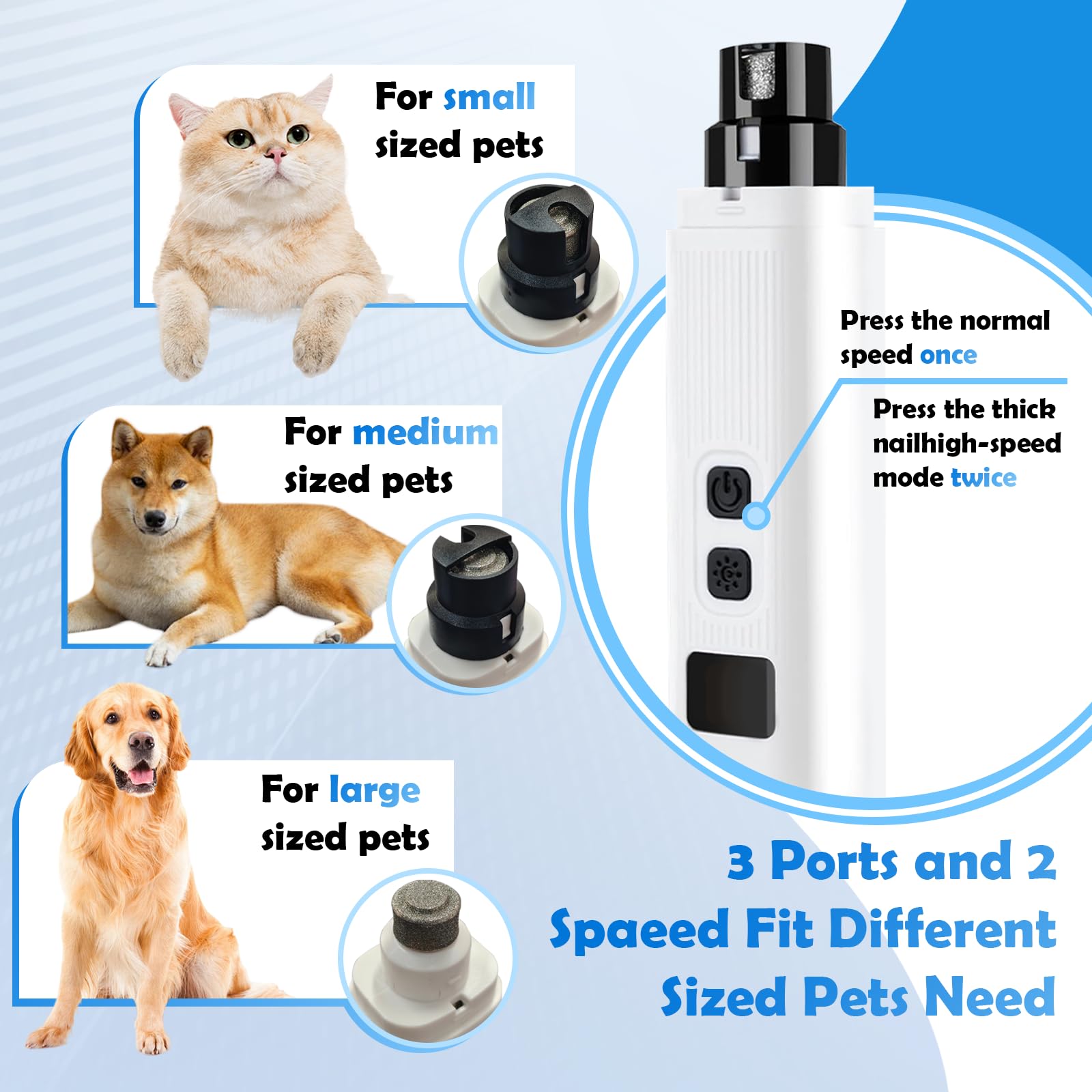 Dog Nail Grinder, Electric Pet Nail Grinder With 2 Speed Digital USB Rechargeable Dog Nail Trimmer Nail Claw Clippers With LED Lighting Quiet Paws Grooming For Medium Small Dogs Pet detail photo 1