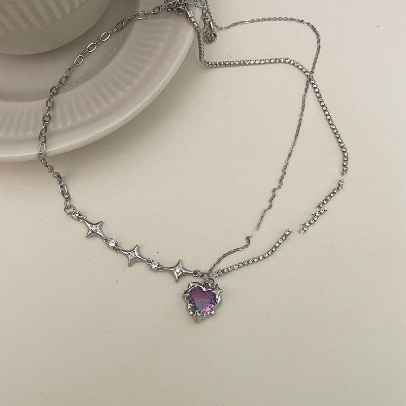 Title 1, Fashion Purple Crystal Love Necklace