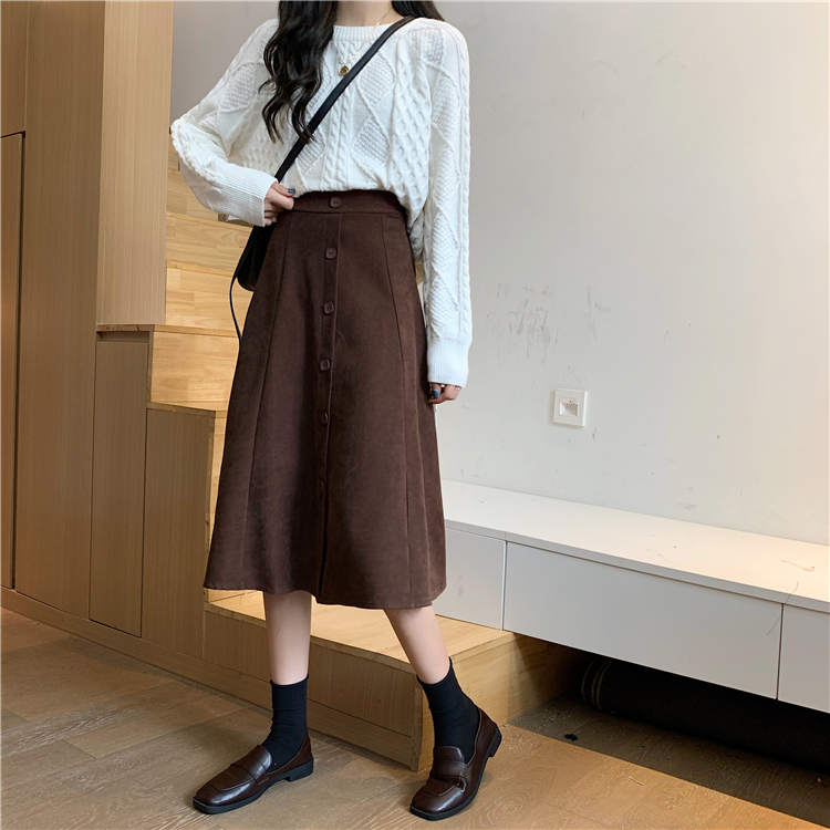 A-line Half-length Women's Mid-length High-waist Skirt Winter