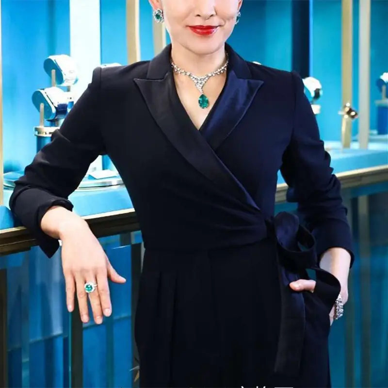 Silver Gold-plated Moissan Diamond Pendant Natural Emerald