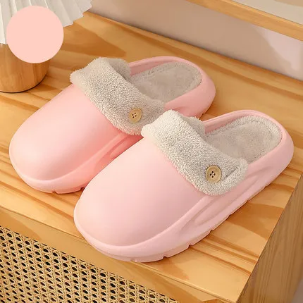 Detachable Washable Slippers Winter Warm House Shoes Bedroom Slippers Women - Pink