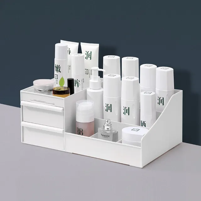 Drawer Type Cosmetic Storage Box, Jewelry, Dressing Table, Plastic Shelf White - Shop at LoveMi