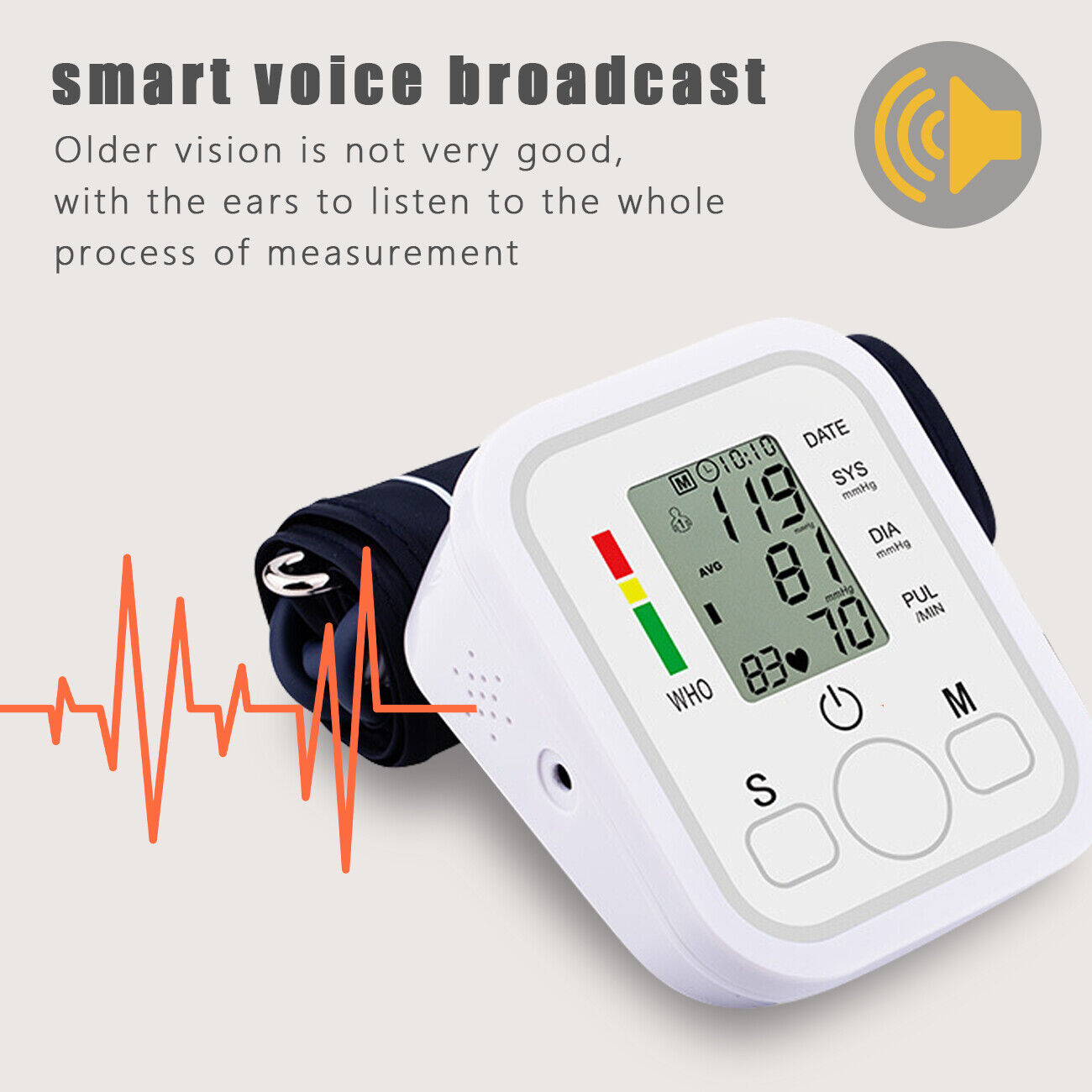 LED Digital Arm Blood Pressure Monitor BP Cuff Irregular Heartbeat Detection