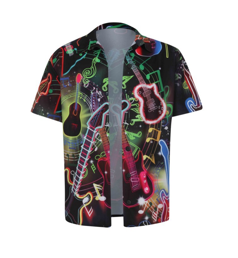 Guitar Positioning Digital Printing Men's Short Sleeve