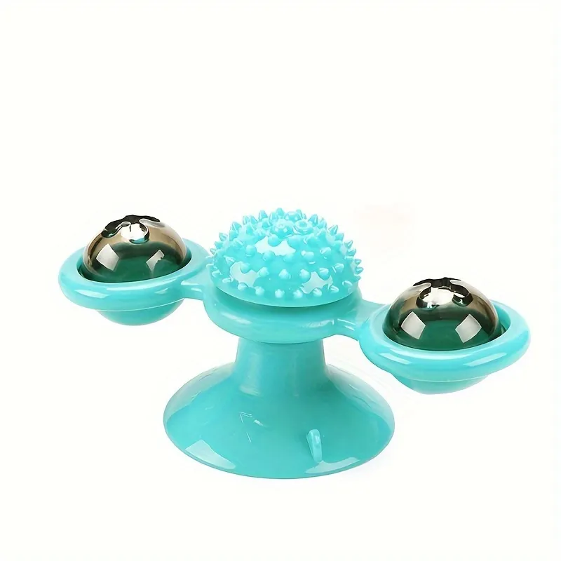 New Windmill Cat Toys Cute Rotating Interactive Cat Toy - Indoor Windmill Cat Toy With Suction Cup Catnip & Jagged Teeth Middle Ball, Smart Kitten Rotating Spinner Exercise Toy, Toothbrush & Massager – image 8