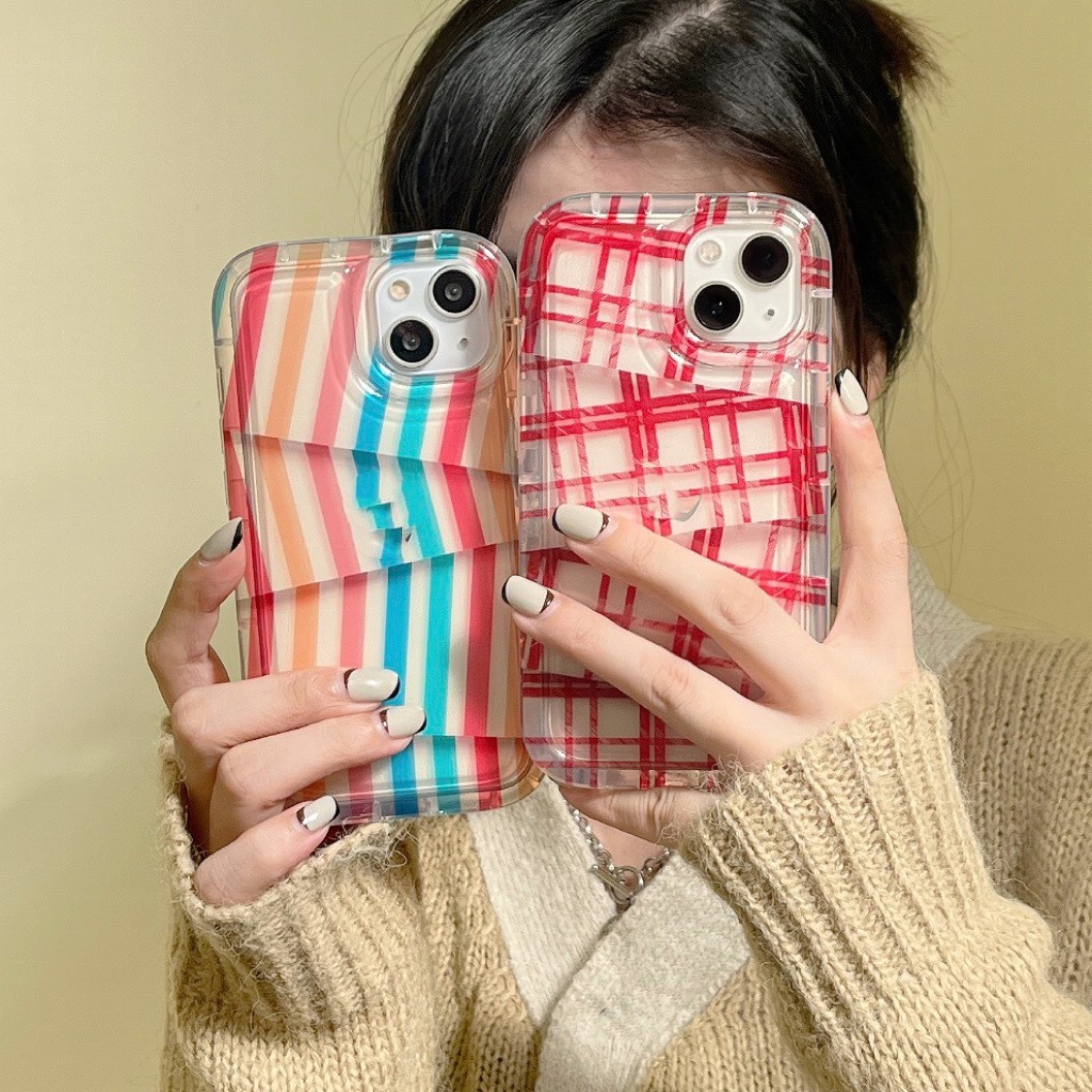 Ins Irregular Plaid Striped Phone Case Simple - Image 2