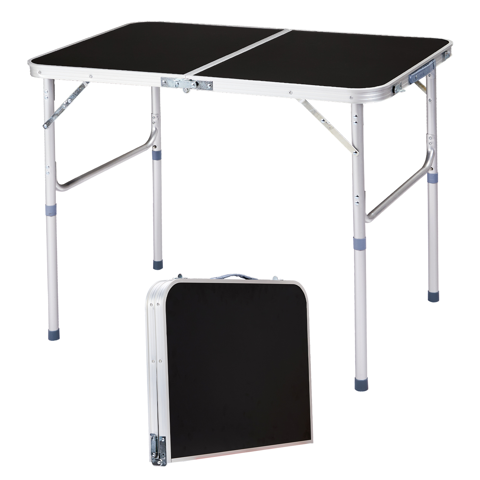 3ft 90-60cm Aluminum Folding Table Portable Outdoor Camping Picnic Desk Black