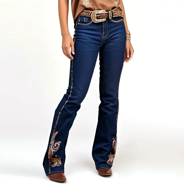 Sculpt Your Curves With Our Butt Lifting Bootcut Jeans Our Mid Rise Bootcut Features Intricate Statement Embroidery Down The Leg And On The Pockets... Light Blue - Shop at LoveMi