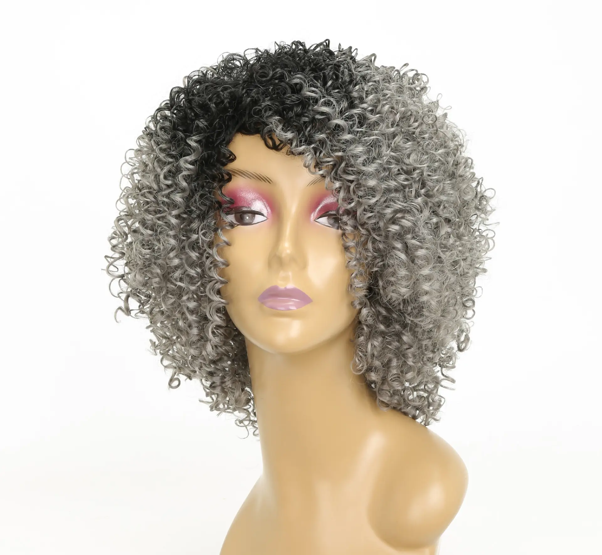 Curly Female Black Gray High Temperature Silk
