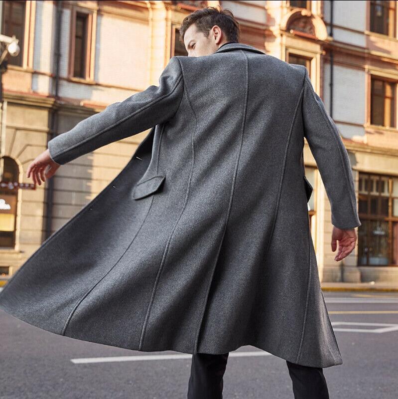 Title 7, Casaco longo de lã masculino estilo trench coat...