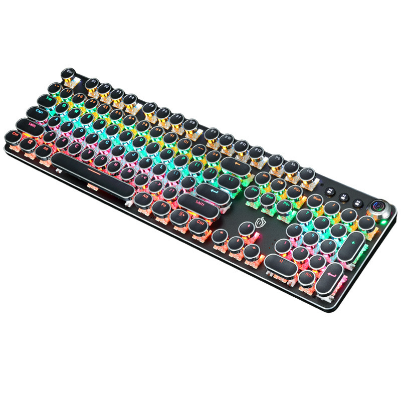 Retro Punk Electroplated Knob Luminous Mechanical Keyboard — foto 6
