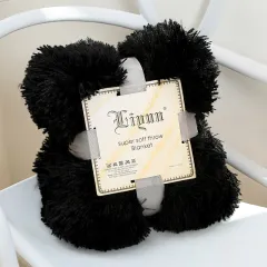 Super Soft Coral Fleece Blanket Warm Cosy Bedding Blanket Fluffy Sofa Bedding Airplane Hotel Throw Sofa Blanket New - Black - View 1
