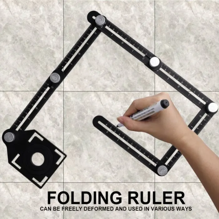 6-Fold Multi-Angle Measuring Ruler, Aluminum Template Tool for Tile, Flooring and Hole Layout - detail photo 3