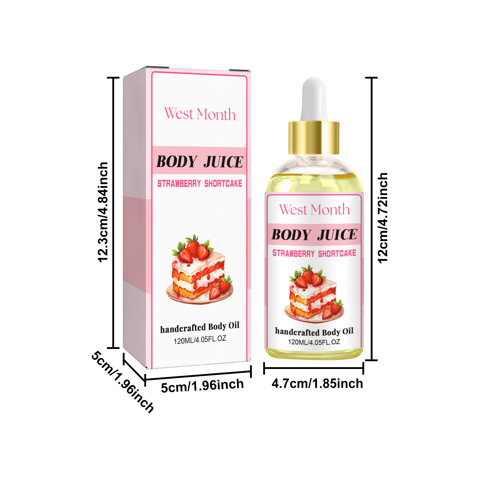 Strawberry Body Oil, 120ml All Natural Organic Strawberry Body Essential Oil, Hand Crafted Body Oil For Women