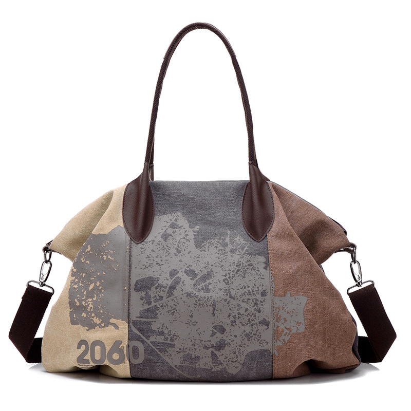 Title 4, Damen Canvas Tasche im Retro-Stil mit Kontrastn...