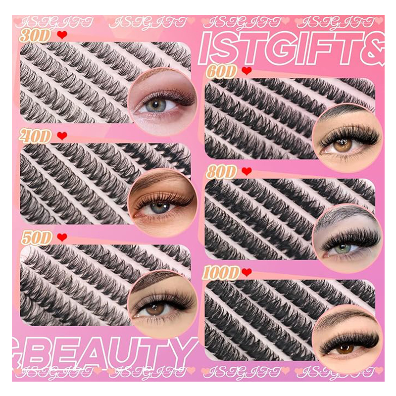 4PCS Hotmelt DIY Self-grafting Large Capacity 640 Single-cluster Thick European And American False Eyelash Book Set