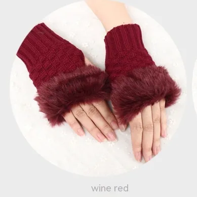 Thermal Women's Half Finger Polyester Gloves Wine Red - Shop at LoveMi