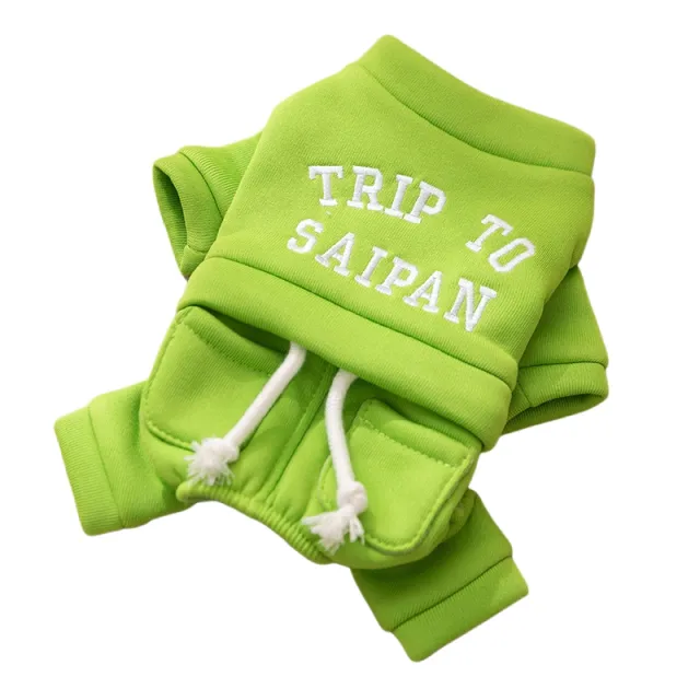 Puppy Clothes, Four legged Warm Hoodie For Autumn And Winter, Thin Fleece Teddy Bear Cat Pet Clothes For Small And Medium sized Dogs Green - Shop at LoveMi