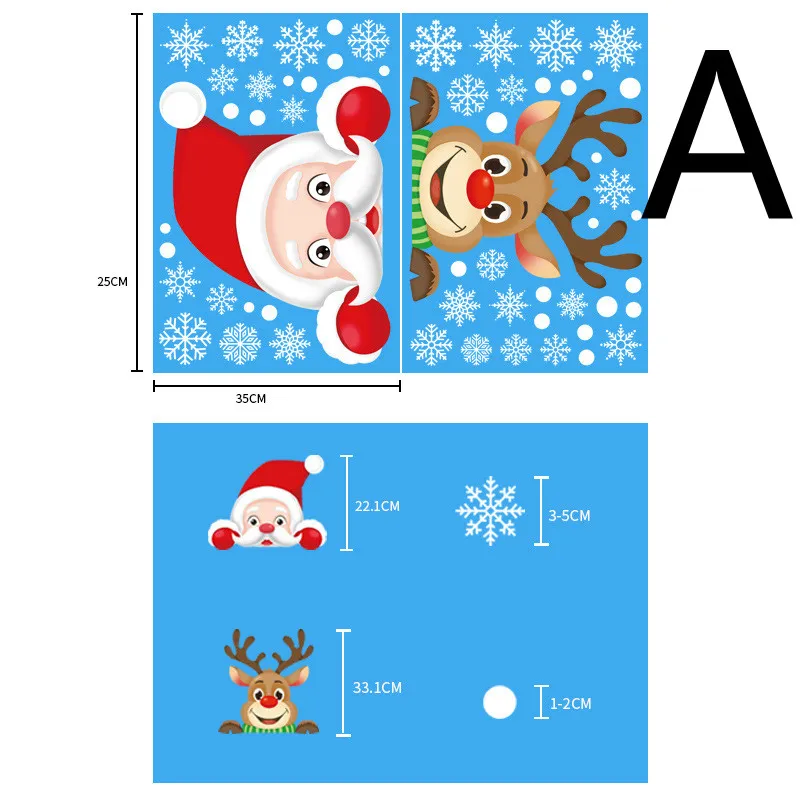 Christmas Sticker Santa Elk Glass Window Decoration – image 2