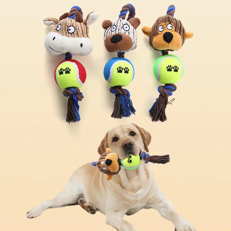 Pet Dog Toy Corduroy Tennis Ball Cotton