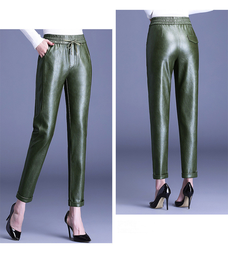 Title 6, PU Leather High Waist Harem Pants With Small Fe...