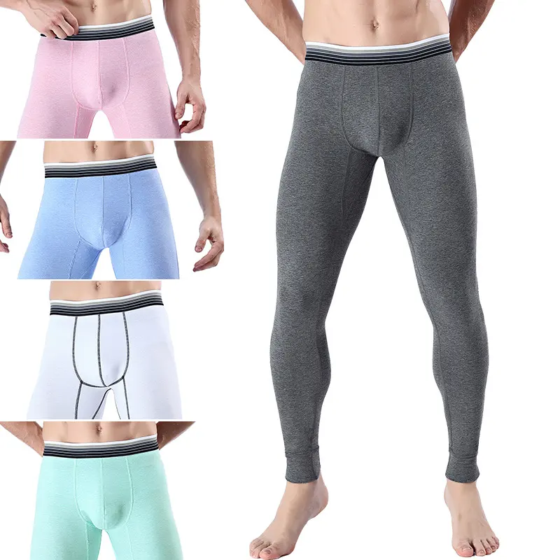 Men's Cropped Long Johns Warm-keeping Pants Cotton Belly-contracting Thin