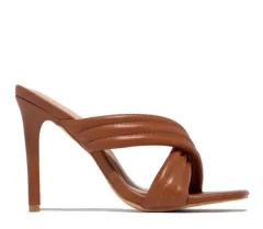 New Style Sandals And Slippers With Square Toe Stiletto Heel - Brown - View 1