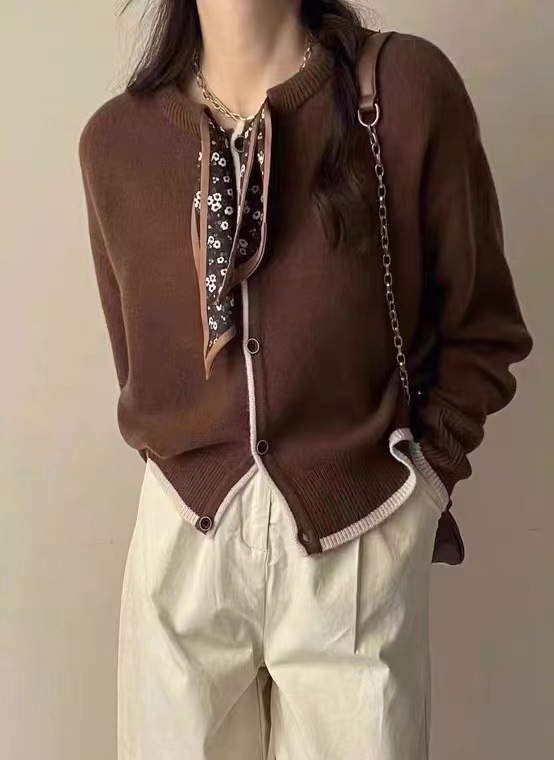 All-matching Round Neck Bowknot Wool Coat