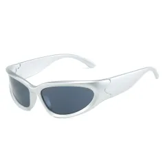 Steampunk Mirror Sports Sunglasses - Silver Grey - View 1