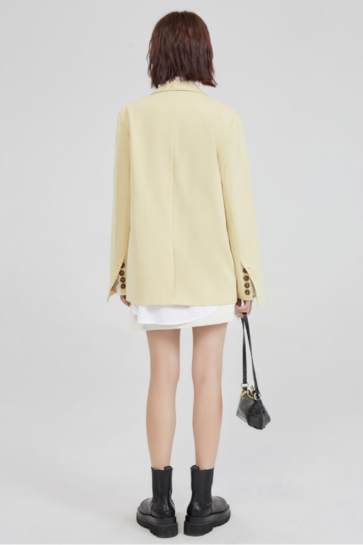 Small Suit Jacket Female Autumn New Creamy Yellow Design Sense Niche Age-reducing Fried Street Suit Women