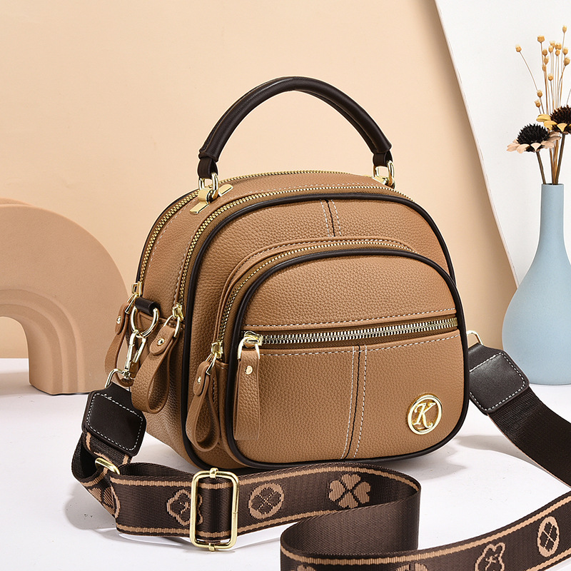 Versatile Crossbody Bag For Women Multi zipper Design Shoulder Bags With Portable Fashion Handbags Small Square Bag Khaki - Shop at LoveMi
