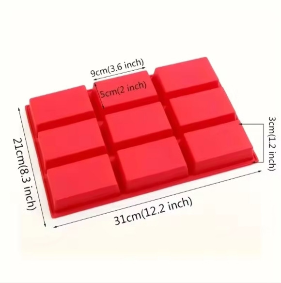 Multi-Purpose 9-Cavity Silicone Mold For Soap Making & Baking