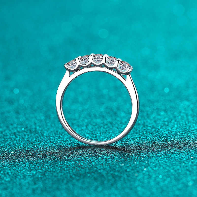 Sterling Silver Women's Set 50 Points Moissanite Ring
