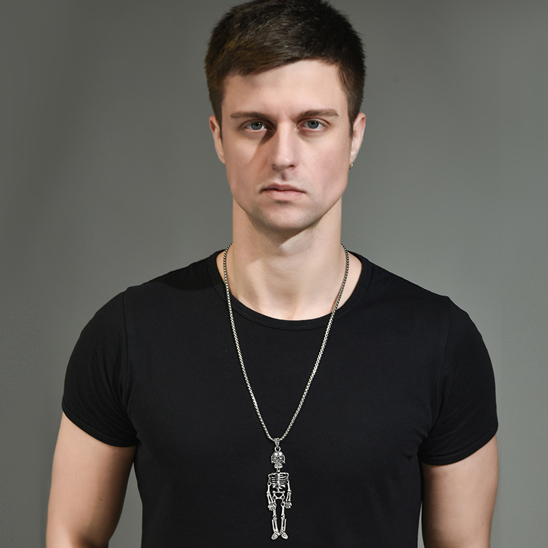 Ins Titanium Steel Body Skull Necklace